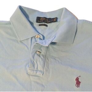 Polo Ralph Lauren Men's Medium Classic‎ Fit Shirt Sky Blue Pink Embroidered Pony